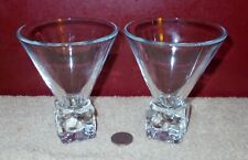 2 MARTINI COCKTAIL GLASS Bar Ware Heavy Square Ice Cube Style Base *