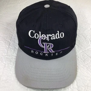 Vintage Colorado Rockies Black/Gray MLB Baseball Snapback Hat Made In USA - Picture 1 of 8