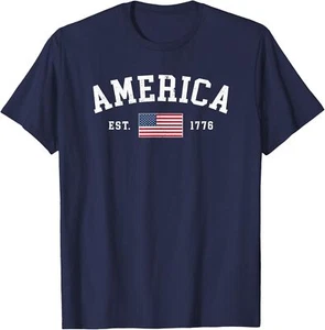 American Flag USA United States Of America US 4th of July T-Shirt Hoodie - Picture 1 of 12