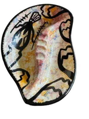 Mana Pottery Apache Indian Mission Tribal Dancer Signed Ashtray VTG Rare - Image 1 of 4