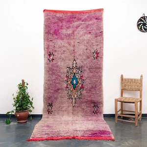 4x11 Vintage Handmade Wool Boujaad Purple Area Rug Moroccan Living Room - Picture 1 of 10