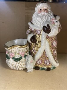 Fitz & Floyd Winter Rose Santa Simmering Oil Tealight Christmas Shabby Chic Pink - Picture 1 of 12