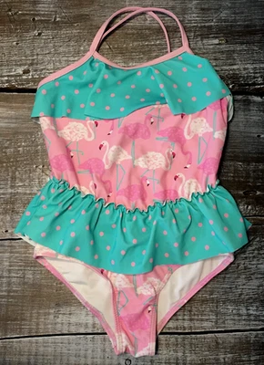 NIÑAS ROSA Y VERDE AZULADO LUNARES TRAJE DE BAÑO DE UNA PIEZA TALLA 8 POR MATILDA JANE Foto 1 de 4