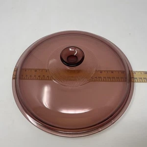 Pyrex Lid Corning Vision 10" Cranberry Glass Replacement "34 Pyrex" Vintage - Picture 1 of 6