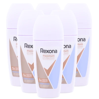 6 x Rexona Máxima Protección Desodorante Roll-On Aroma Limpio 50 ml Antitranspirante