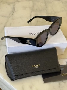 CELINE Triomphe Cat-Eye TRIOMPHE 15 SUNGLASSES ACETATE Black New In box RRP£410 - Picture 1 of 12