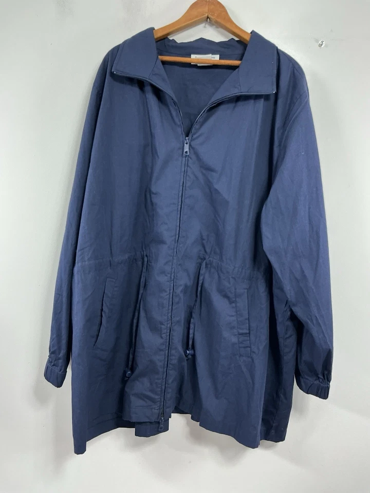 Chaqueta cortavientos All American Comfort para mujer 3X azul cremallera completa cordón  Foto 1 de 4