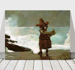 WINSLOW HOMER - The Gale - CANVAS ART PRINT POSTER - Sea Beach 18x12" - Picture 1 of 1