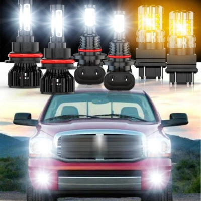 Faro LED + bombillas antiniebla + luces de señal de giro para Dodge Ram 1500 2500 3500 2002-2005 Foto 1 de 4