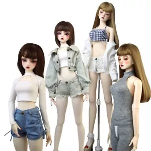 Abbigliamento per bambola pantaloncini denim giacca adatta 58-60 cm 1/3 1/4 BJD DD SD DDL - Foto 1 di 46