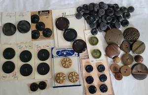 LOT Dark Vintage Buttons - Composite, Plastic, Bakelite, Celluloid - Picture 1 of 11