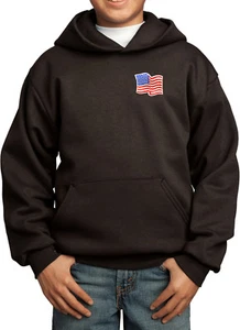 Buy Cool Shirts Kids Waving USA Flag Hoodie Patch Pocket Print - Picture 1 of 20