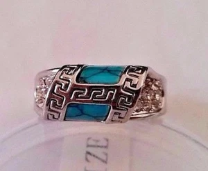 TÜRKIS INLAY STRASS RING SILBER RINGGRÖSSE 8,5 - Bild 1 von 1