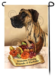 Bandiera da giardino del Ringraziamento - Brindle non ritagliata Great Dane 067E - Foto 1 di 1