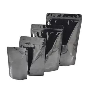 Black Aluminum Foil Mylar Self Seal Stand Up Bags Pouches Food Coffee Package - Picture 1 of 3