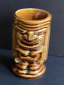 Vintage Ceramic Tiki Tumbler/ Vase Brown - Bild 1 von 6
