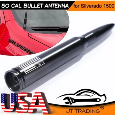 USA FLAG BULLET ANTENNA 50 CAL for CHEVROLET SILVERADO 1500 / 2500 / GMC SIERRA - Image 1 of 4