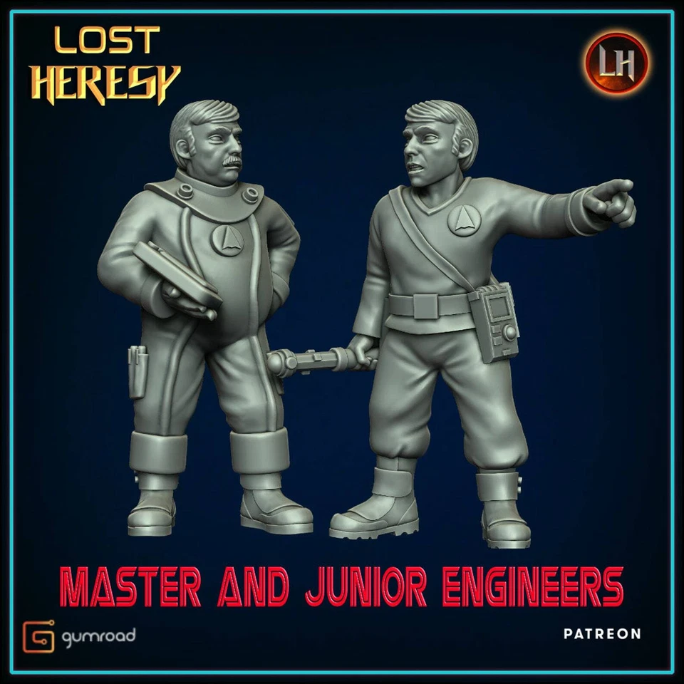 Master and Jr Engineer - Resin Miniature | Sci Fi | Legion | Trek | Lost Heresy - Image 1 of 1