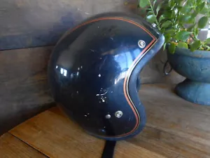 1970 's VINTAGE HONDA HONDALINE Black pinstrip Interstate MOTORCYCLE HELMET - Picture 1 of 11