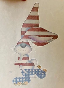 Original Vintage 1975 USA Bunny Rabbit Rollschuh Bügelbild Transfer Amerika - Bild 1 von 1
