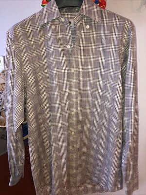 Lorenzini Button up Tartan Striped Shirt Made in Italy Size M LIKE NEW — 第 1/4 张图片