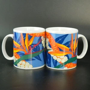 2 Bird of Paradise Coffee Mugs Hawaii Hilo Hattie Teacup Pair 1999 Vintage Retro - Picture 1 of 8