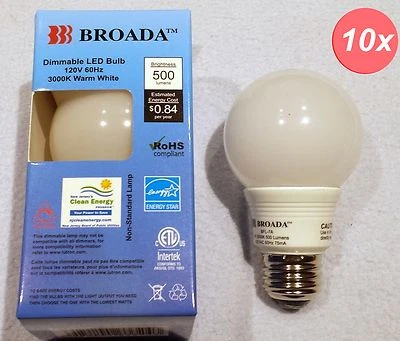 (10x) LED Dimmable 7w 2-1/2 inch Globe type Bulbs A19 (2-1/2 in) Warm White E26 - Image 1 of 4