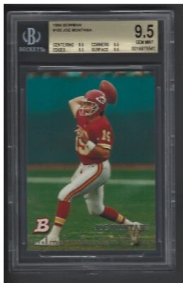 1994 Bowman #100 Joe Montana BGS 9.5 GEM MINT RARE POPULATION 2 NONE HIGHER!!! - Image 1 of 2