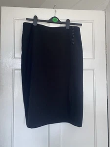 New BHS Black Lined Smart Skirt 16 Button And Small Slit Detail - Picture 1 of 4