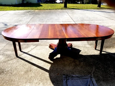 Gorgeous and Rare Antique 59" Round Mahogany 12' plus Extension Pedestal Table Cover