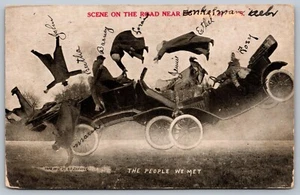 Scene on The Road Near The People We Met Car Wreck 1915 Antique Postcard J7 - Picture 1 of 4