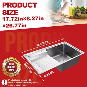 Laundry Utility Sink with Washboard Stainless Steel Laundry Sink Double Bowl - Picture 1 of 12