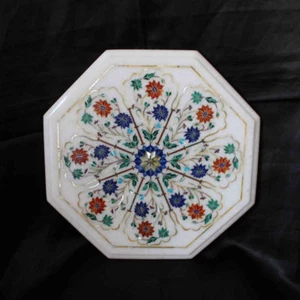 18" x 18" Marble lapis multi stone floral inlay Table Top handmade inlay work - Picture 1 of 5