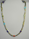 Colorful CZ and Twist Design Bar Collar Necklace Rhodium Plated