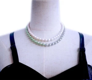 2 strands 4 color round mother of pearl shell necklace Jewelry marking supply - Imagen 1 de 7