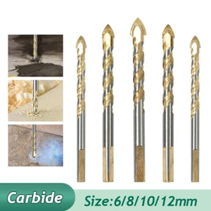 Carbide Drill Bit Set for Ceramic Tile Concrete Glass Wood Marble 6/8/10/12mm - Picture 1 of 18