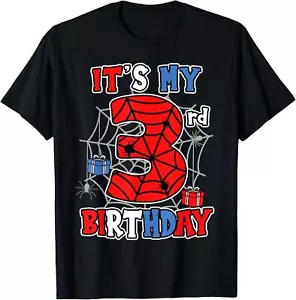 It's My 3rd Birthday Spider Theme Party 3 Year Old Boys Kids T-Shirt Hoodie - Picture 1 of 17