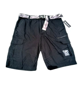 Ecko Unltd Black With Camo Belt Mens Size 32 Loose Fit Cargo Utility Shorts New - Picture 1 of 7