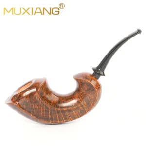 MUXIANG Briar Horn Fleur Pipe Smooth Wooden Tobacco Smoking Pipe Cumberland Stem - Picture 1 of 9