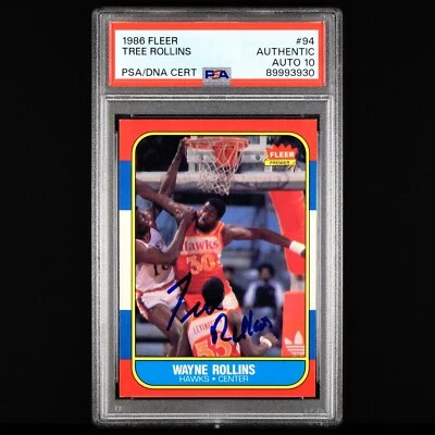 1986 Fleer Basketball 🔥 WAYNE TREE ROLLINS #94 Signed Autograph 🔥 PSA 10 Auto - Image 1 of 2