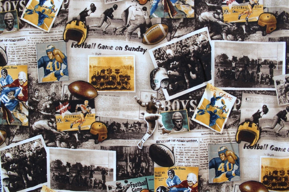 Robert Kaufman SPORTS CLUB Juego de Fútbol Aspecto Vintage Tela 2.5 Yardas Foto 1 de 3