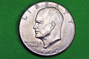 1972-D  AU  About Uncirculated Eisenhower US One Dollar Coin (c/n clad)