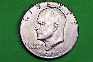 1972-D AU About Uncirculated Eisenhower moneta da un dollaro USA (c/n rivestita) - Foto 1 di 1