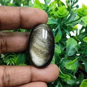 Piedra preciosa suelta natural cabujón de obsidiana arco iris para joyería 46 quilates ME-13841 - Imagen 1 de 5