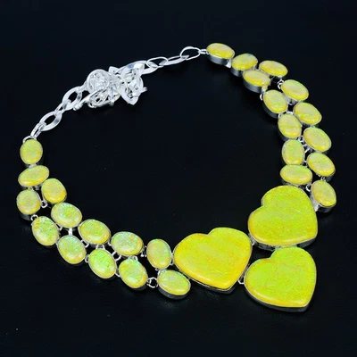 Yellow Australian Triplet Opal 925 Sterling Silver Jewelry Necklace 18" VJ 3273 - Image 1 of 4