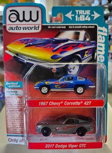 Auto World Flame R1 versión A 2pk 1967 Chevy Corvette 427 y Dodge Viper GTC 2017 - Imagen 1 de 5