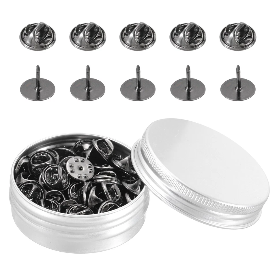 50 pares de costas de pino de metal, costas de pino de bloqueio borboleta 11mm x 10mm, cinza - Imagem 1 de 4