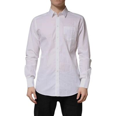 Camisa DOLCE & GABBANA Blanco DORADO Algodón Cuello Vestido Formal 41/US16/L 490usd Foto 1 de 4