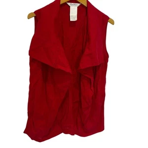 MaxMara - Italian Linen Lagenlook Sleeveless Crossover Top -Red- Women's size 14 - Picture 1 of 9