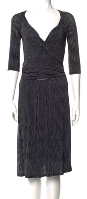 Vestido midi de colección Max Mara talla 38 Y2K envolvente sintético sobrepelliz geo estampado hecho en Italia Foto 1 de 4